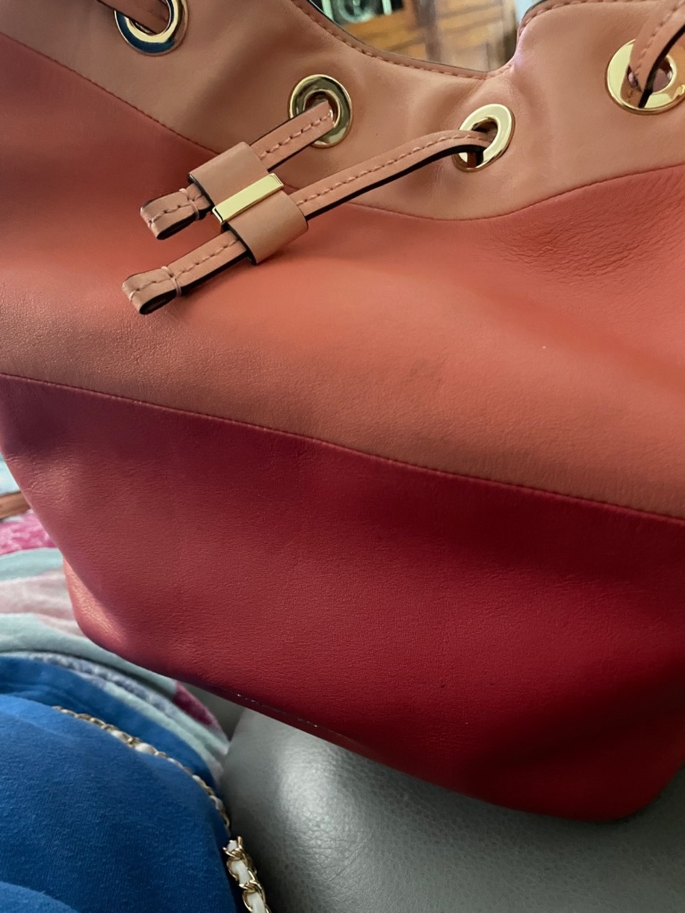 Michael Kors Three Tone , coral and Tan Leather crossbody and regular shoulder